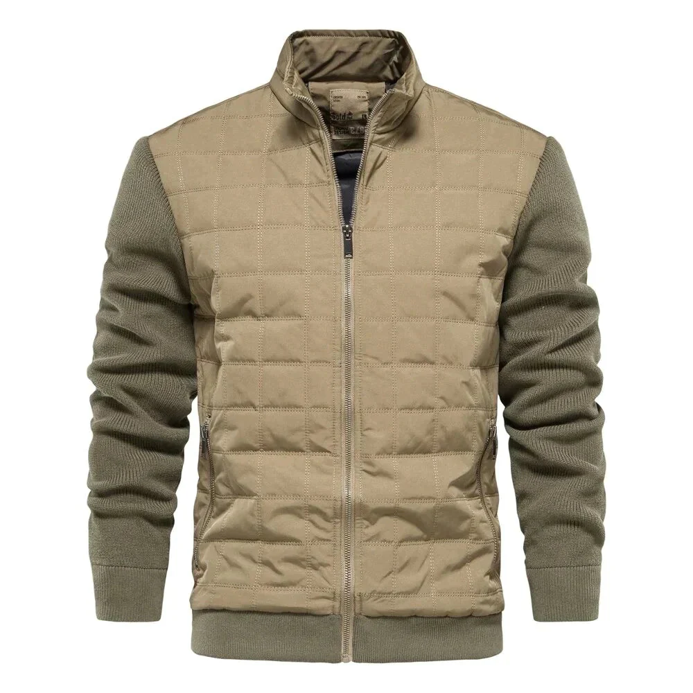 Blouson bomber homme – Coupe moderne – Devant matelassé – Manches en maille – Finition côtelée