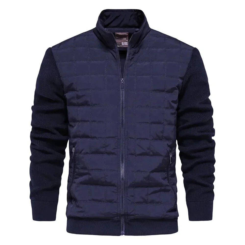 Blouson bomber homme – Coupe moderne – Devant matelassé – Manches en maille – Finition côtelée