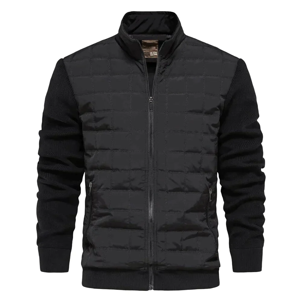 Blouson bomber homme – Coupe moderne – Devant matelassé – Manches en maille – Finition côtelée
