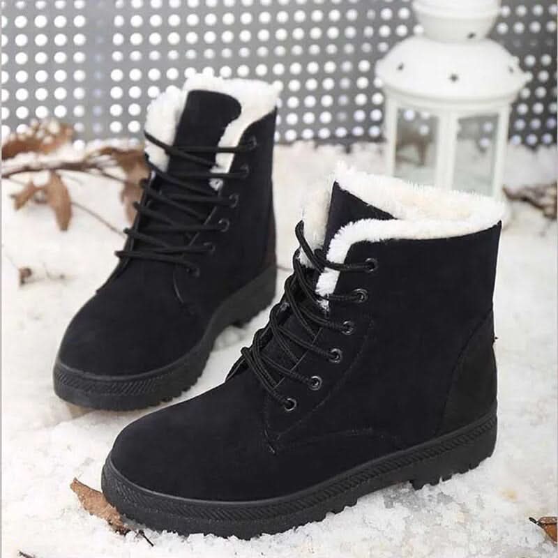Bottes Femme - Suédées avec Doublure Chaude - Montantes à Lacets - Semelle Antidérapante