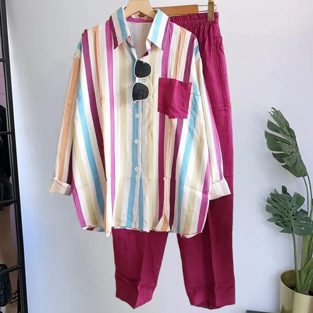 Ensemble Femme – Linnen – Chemise Oversize Boutonnée + Pantalon Large Taille Élastique