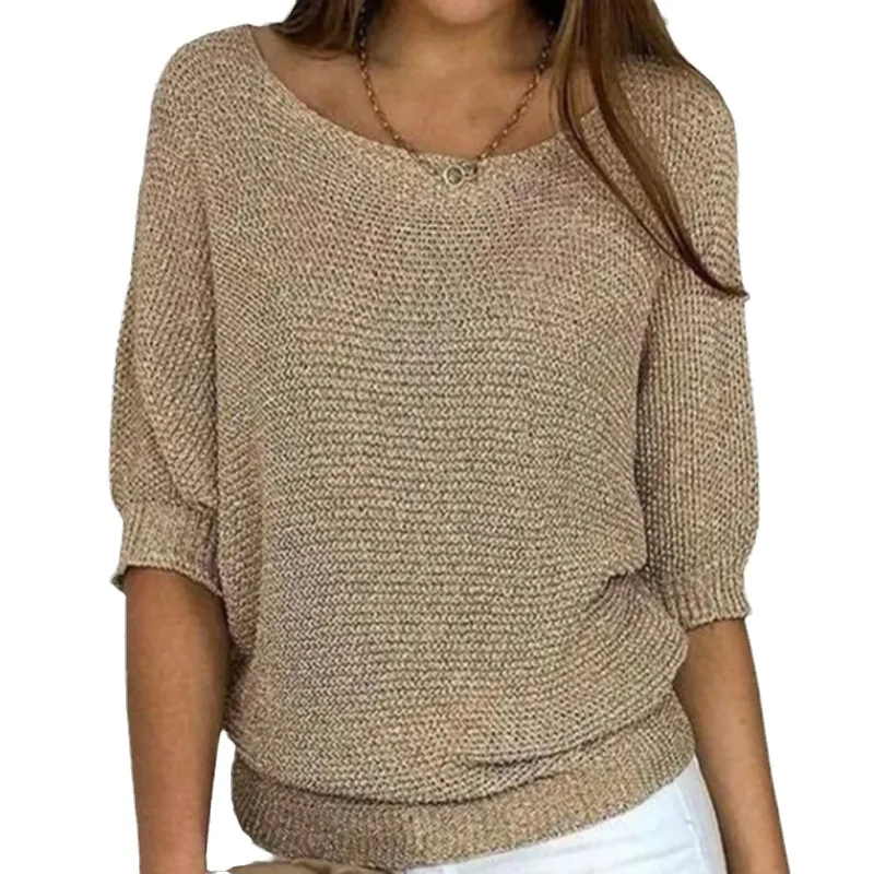 Top Femme – Coupe Décontractée – Tricot Texturé – Manches Bouffantes – Finitions Côtelées