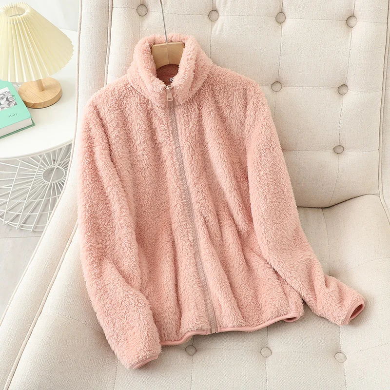 Veste polaire femme – Coupe décontractée – Fleece doux – Reversible – Col montant