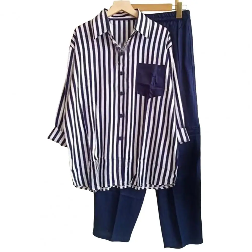 Ensemble Femme – Linnen – Chemise Oversize Boutonnée + Pantalon Large Taille Élastique