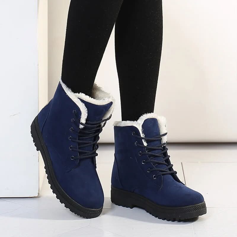 Bottes Femme - Suédées avec Doublure Chaude - Montantes à Lacets - Semelle Antidérapante