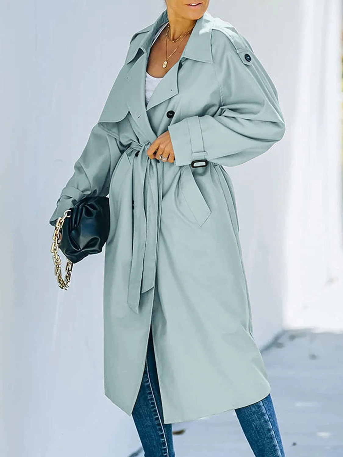 Femme Trench-Coat - Coton - Col à Revers Cranté - Longueur Mi-Mollet