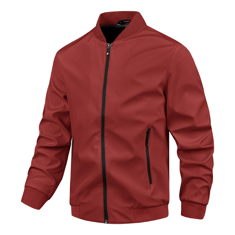 Veste homme coupe droite – Coupe régulière – Col montant – Tissu coupe-vent