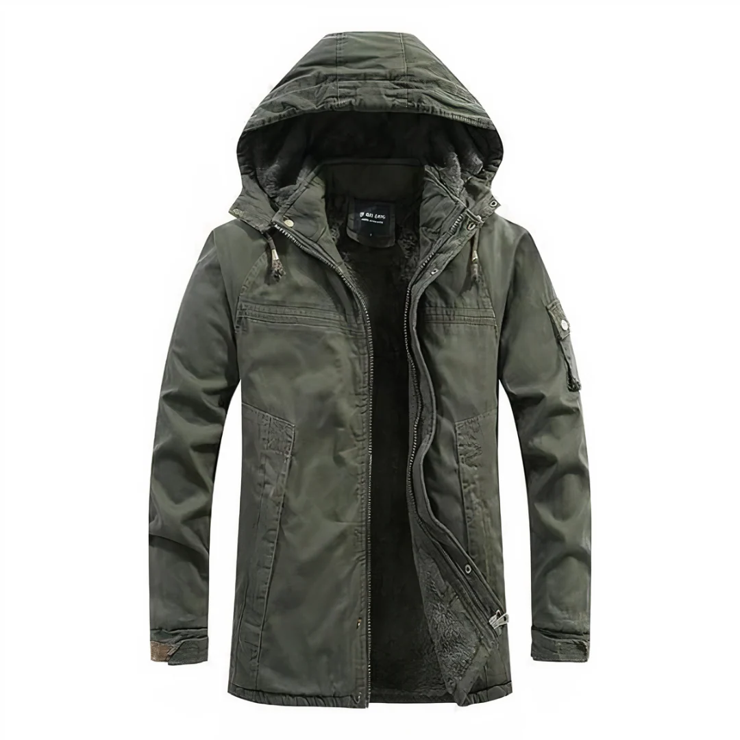 Homme Veste - Coton Mélangé - Col Montant à Capuche - Manches Longues