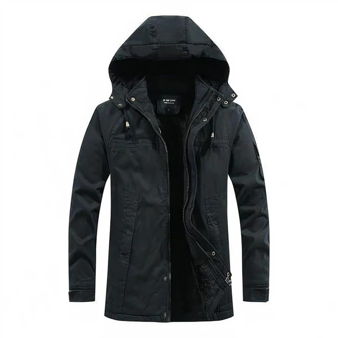 Homme Veste - Coton Mélangé - Col Montant à Capuche - Manches Longues