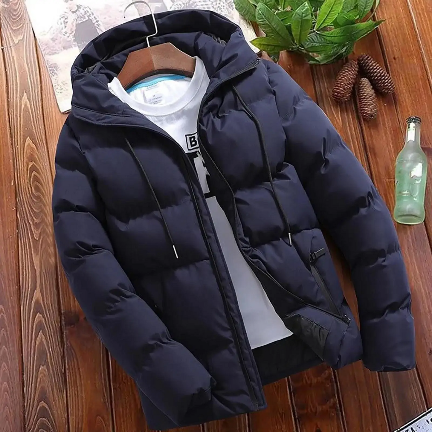 Veste parka homme – coupe régulière – matelassée imperméable – capuche zippée