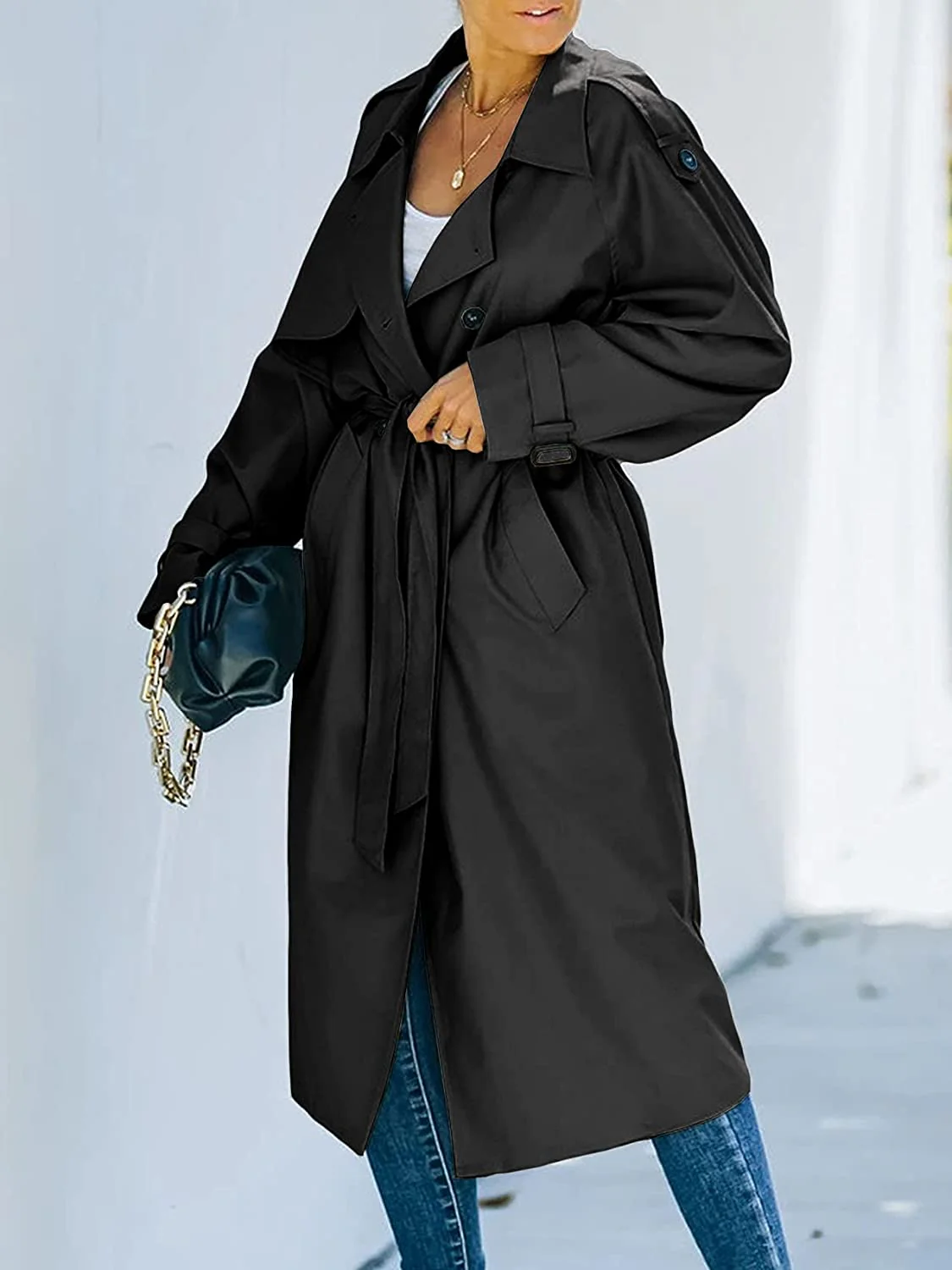Femme Trench-Coat - Coton - Col à Revers Cranté - Longueur Mi-Mollet