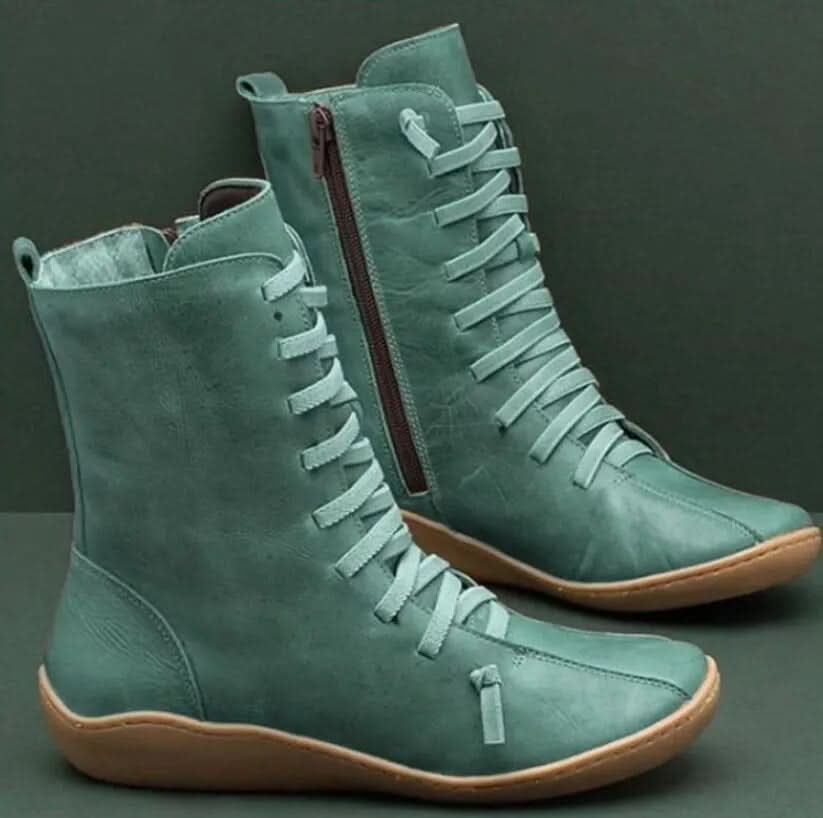 Bottes Hautes Femme - Cuir Véritable - Lacets & Zip Latéral - Confort & Style