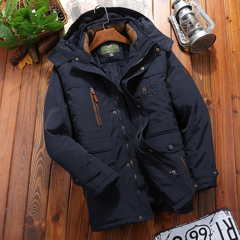 Homme Manteau - Tissu Tissé Doublé Fourrure - Col montant - Longueur mi-cuisse