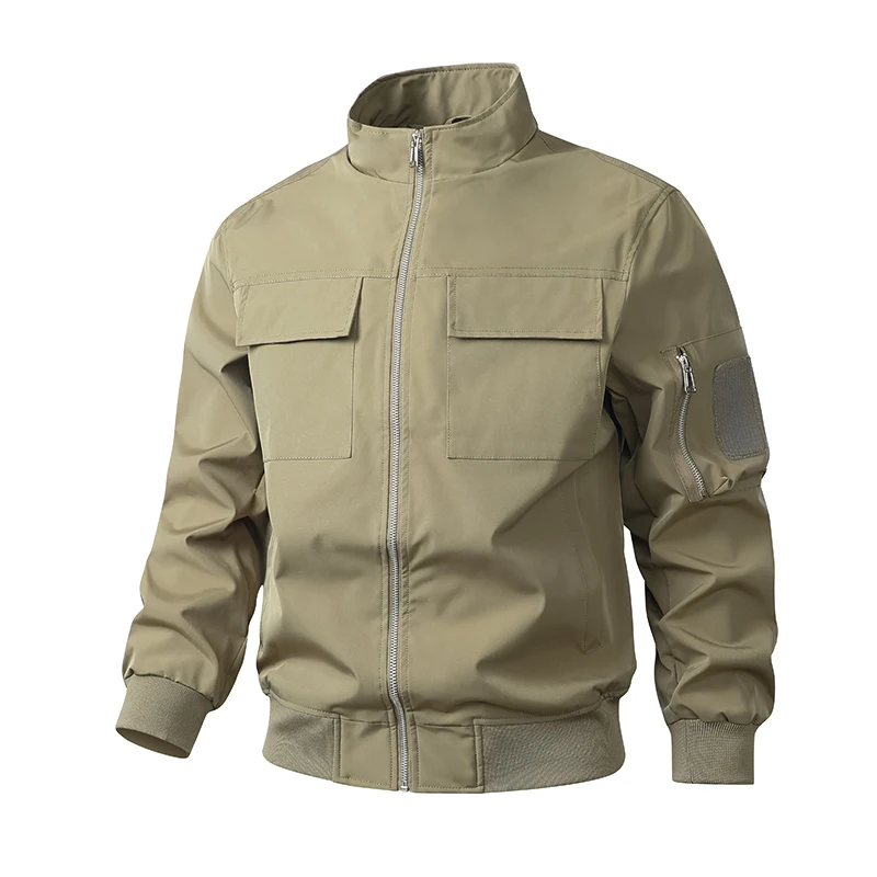 Blouson homme – Coupe slim – Résistant au vent – Col montant – Ourlets côtelés