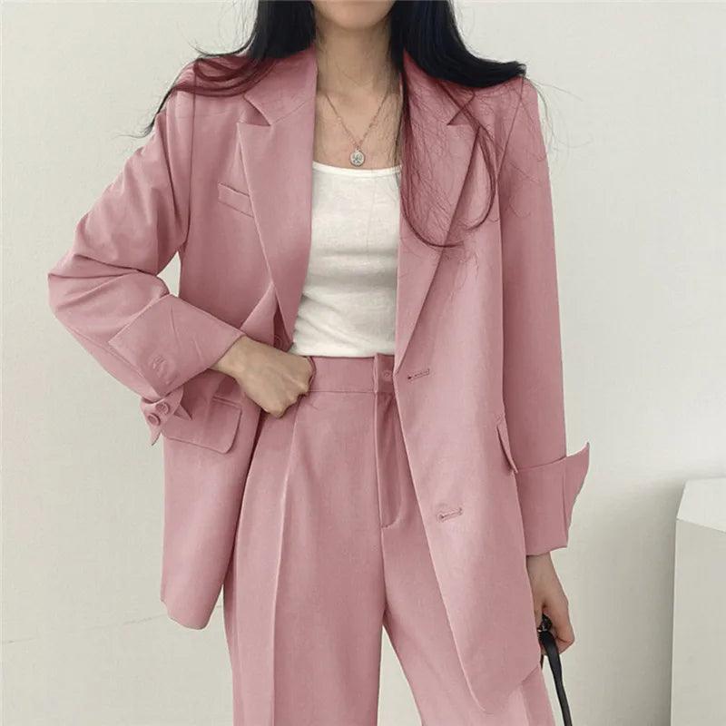 Blazer tailleur élégant et pantalon droit pour femmes - Style raffiné et confortable