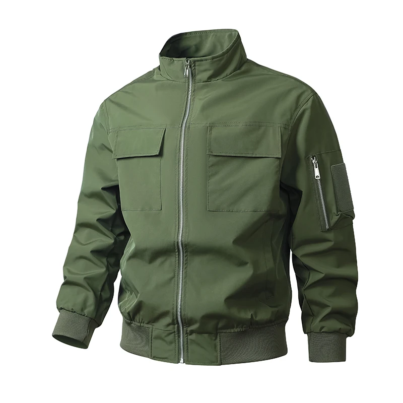 Blouson homme – Coupe slim – Résistant au vent – Col montant – Ourlets côtelés