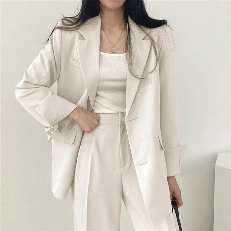 Blazer tailleur élégant et pantalon droit pour femmes - Style raffiné et confortable