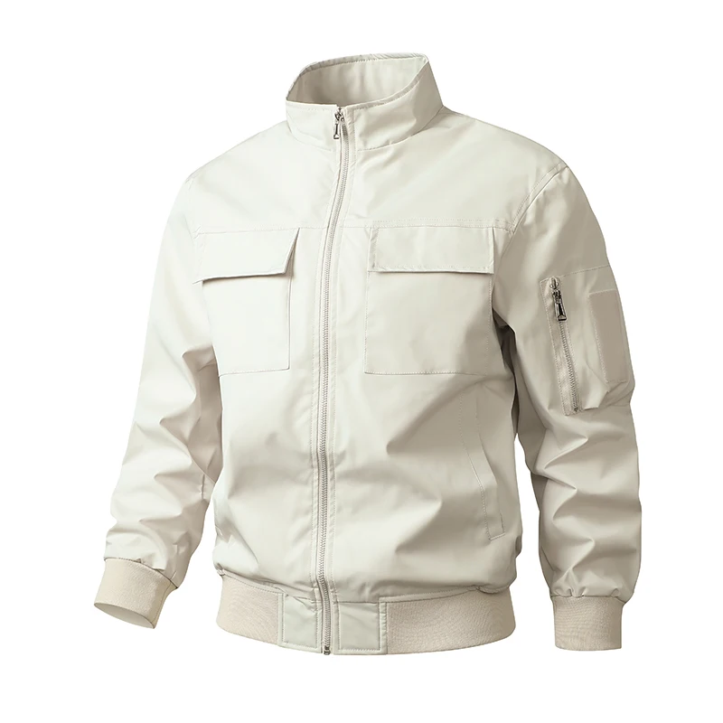 Blouson homme – Coupe slim – Résistant au vent – Col montant – Ourlets côtelés