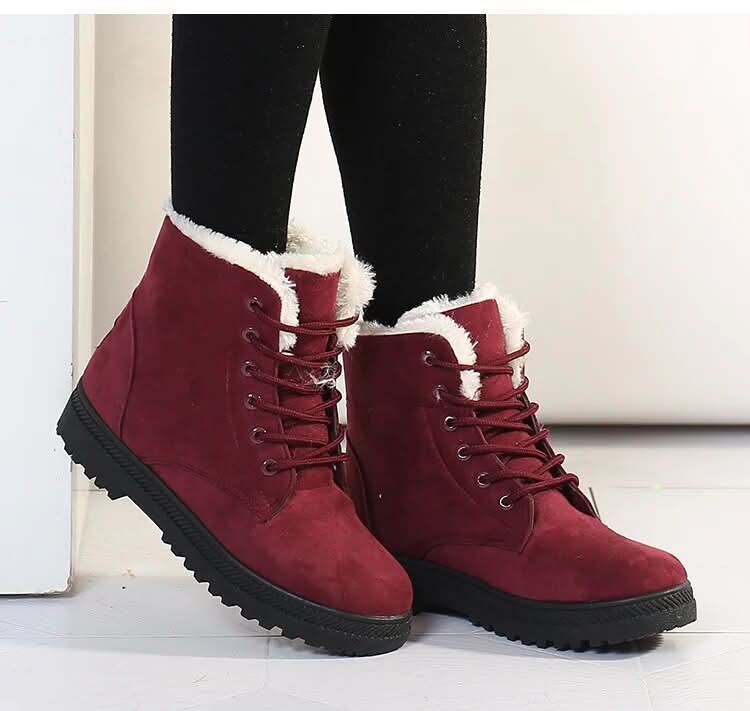 Bottes Femme - Suédées avec Doublure Chaude - Montantes à Lacets - Semelle Antidérapante