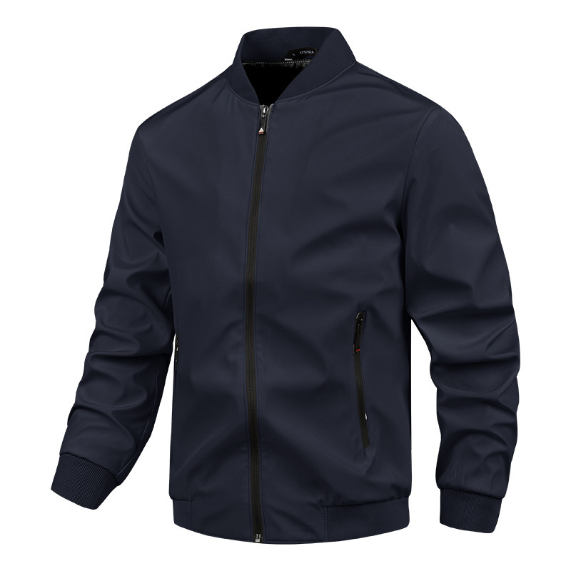 Veste homme coupe droite – Coupe régulière – Col montant – Tissu coupe-vent