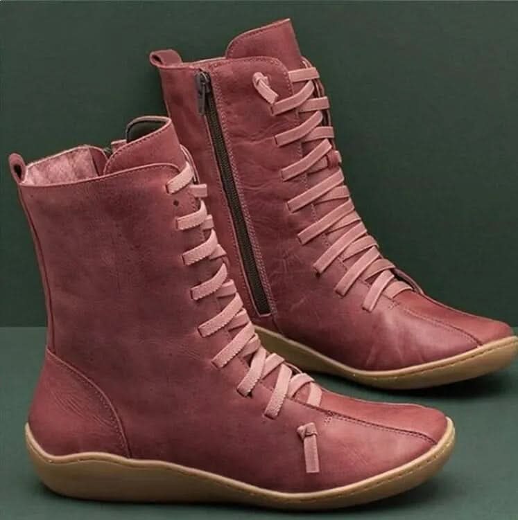 Bottes Hautes Femme - Cuir Véritable - Lacets & Zip Latéral - Confort & Style