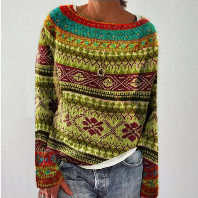 Femme Pull - Maille épaisse - Coupe décontractée - Col large - Manches longues