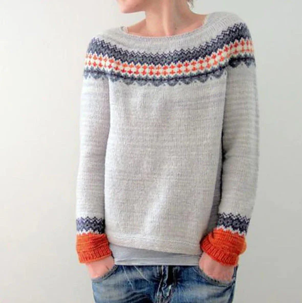 Femme Pull - Maille épaisse - Coupe décontractée - Col large - Manches longues