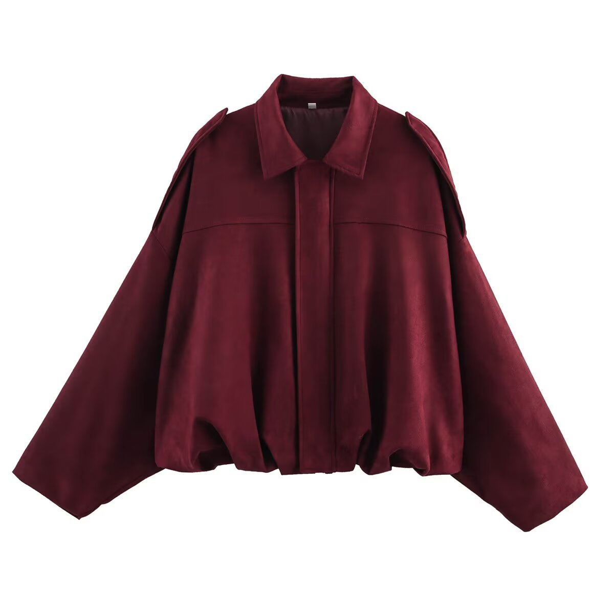Veste bomber femme – Coupe oversize – Tissu effet suédé doux – Col à revers
