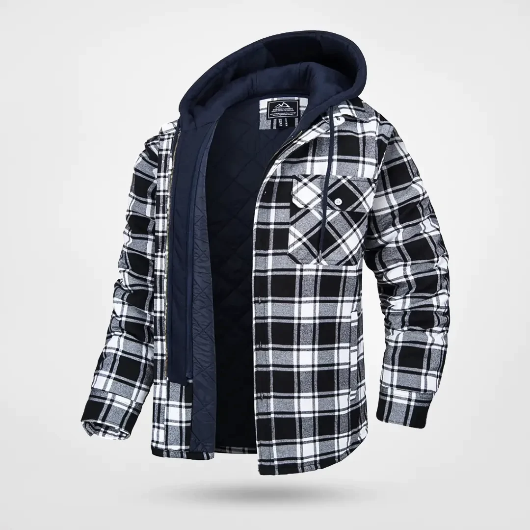 Homme Veste-Chemise - Tissu Tissé - Coupe Décontractée - Capuche - Motif Carreaux