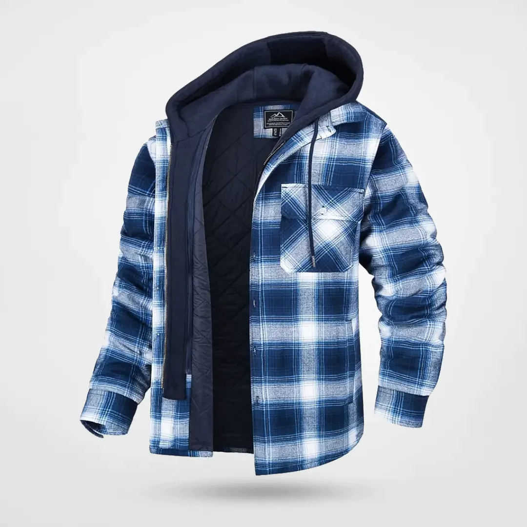Homme Veste-Chemise - Tissu Tissé - Coupe Décontractée - Capuche - Motif Carreaux