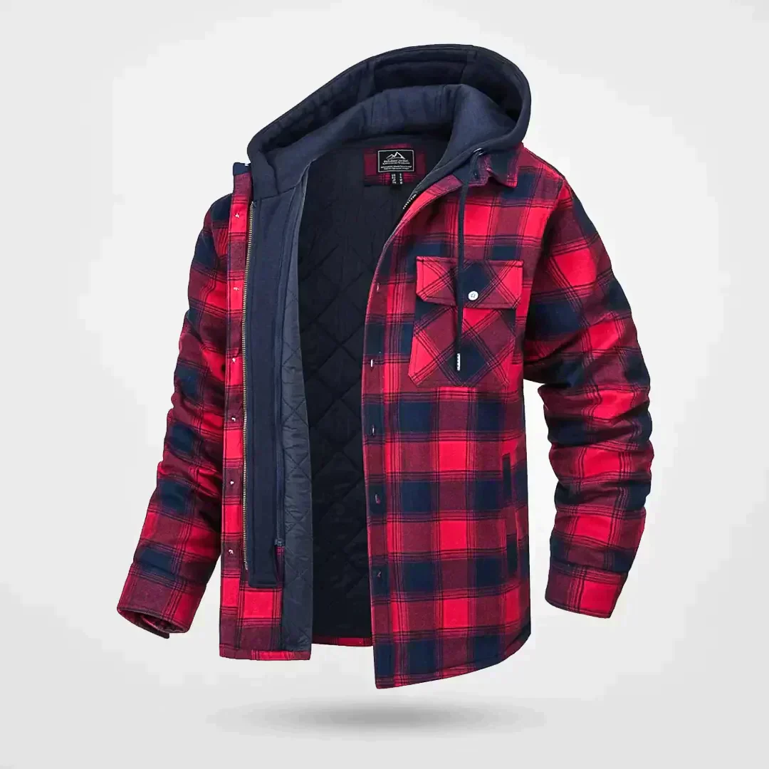 Homme Veste-Chemise - Tissu Tissé - Coupe Décontractée - Capuche - Motif Carreaux