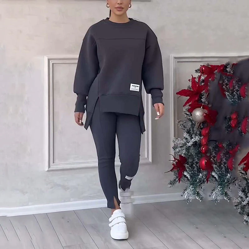 Top femme oversize – Coupe ample longue – Détail patch – Coton respirant