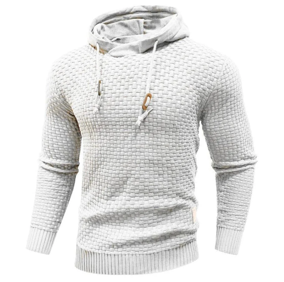 Sweat à capuche homme – Maille texturée – Coupe régulière – Capuche à cordon – Finitions côtelées