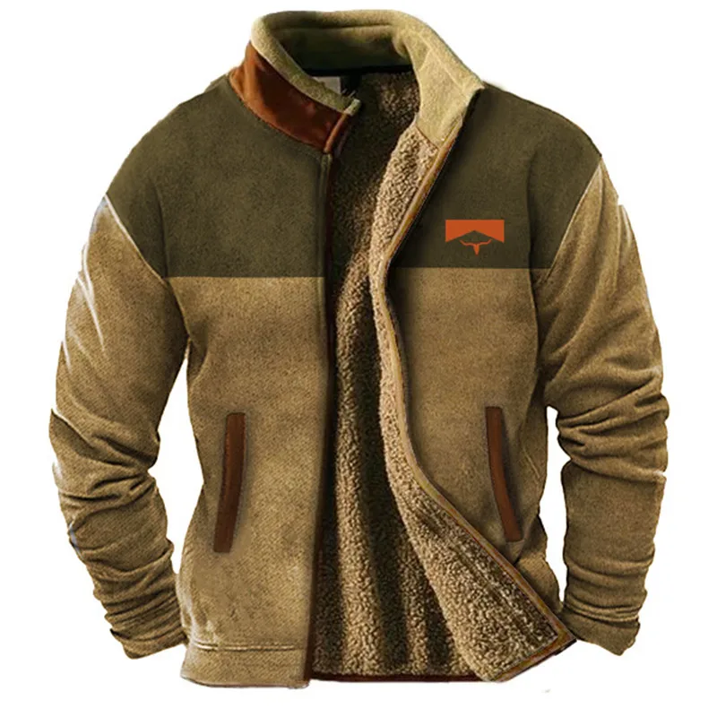 Homme Veste - Laine Mélangée - Col Montant - Coupe Décontractée