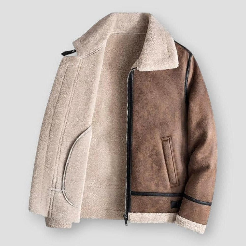 Homme Veste - Cuir Synthétique Tissé - Col Chemise - Coupe Décontractée - Longueur Hanche