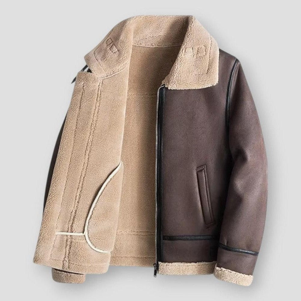 Homme Veste - Cuir Synthétique Tissé - Col Chemise - Coupe Décontractée - Longueur Hanche