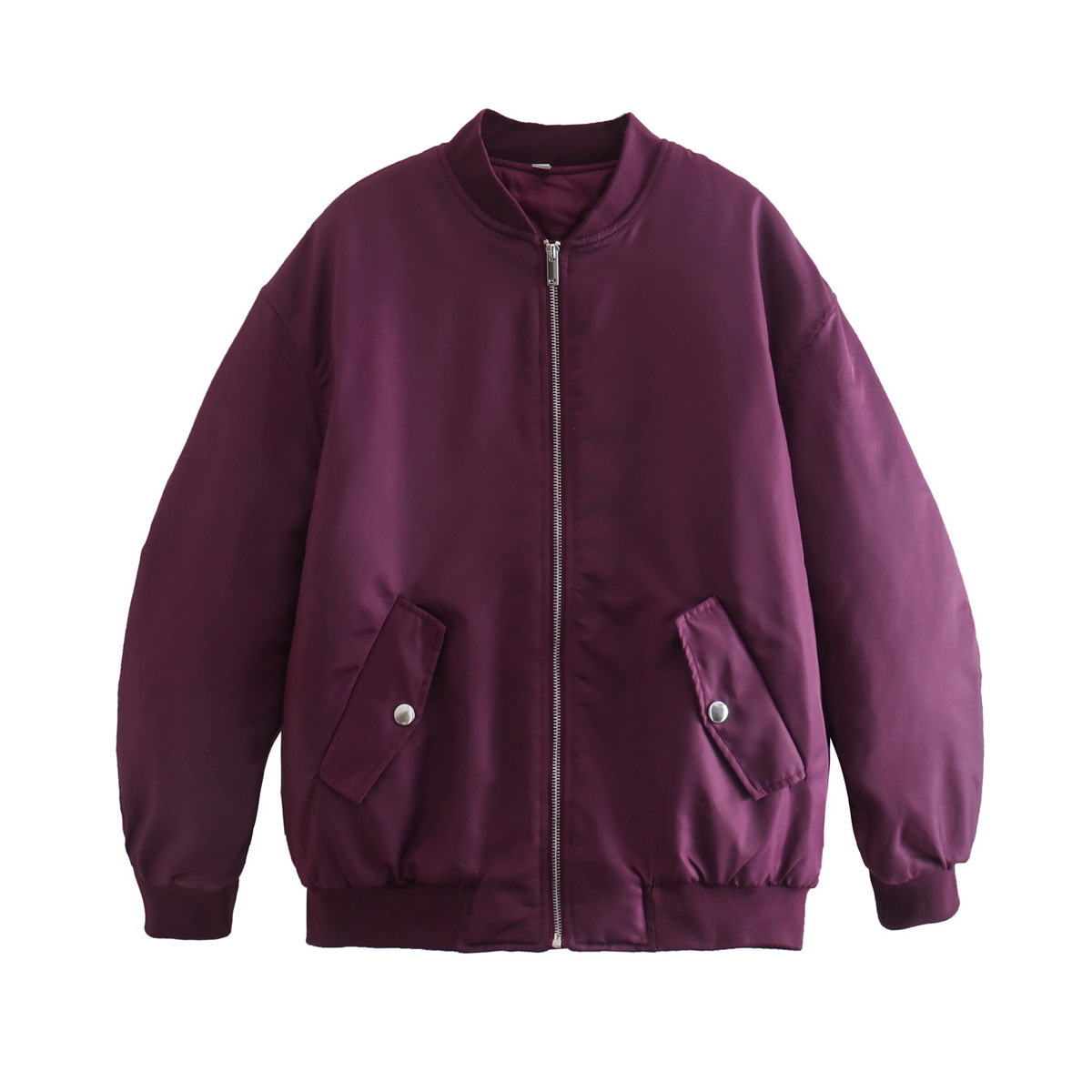 Blouson bomber femme – Coupe oversize – Matelassé doux – Zip frontal – Style streetwear