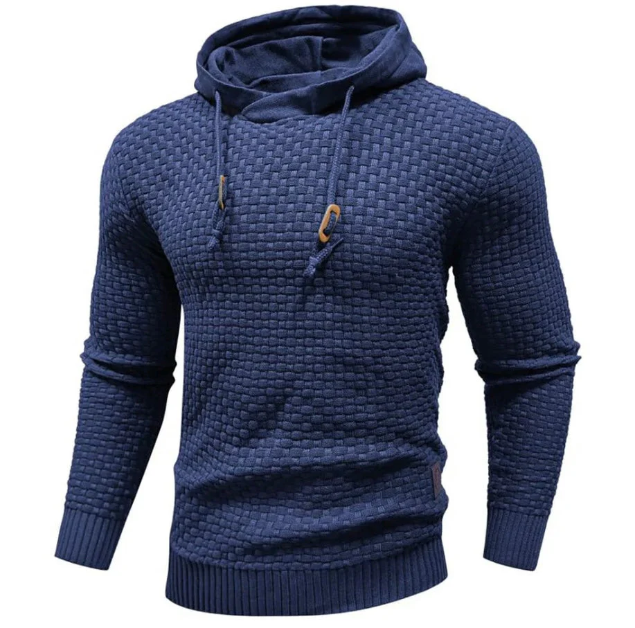 Sweat à capuche homme – Maille texturée – Coupe régulière – Capuche à cordon – Finitions côtelées