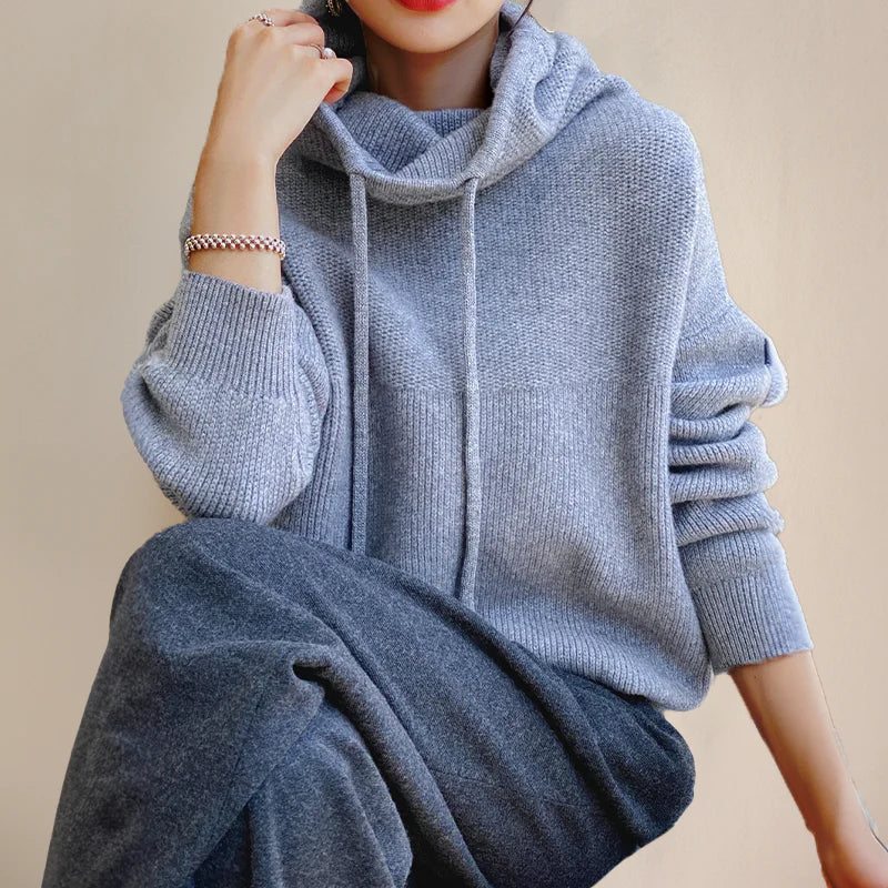Pull Femme – Col Roulé – Laine – Coupe Oversize – Côtelé – Style Décontracté