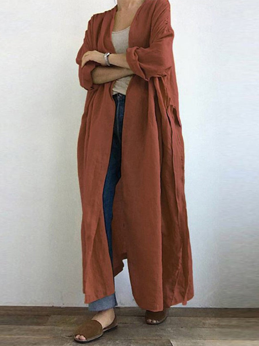 Manteau trench femme – Coupe oversize – Tissu respirant – Longueur cheville – Ouvert