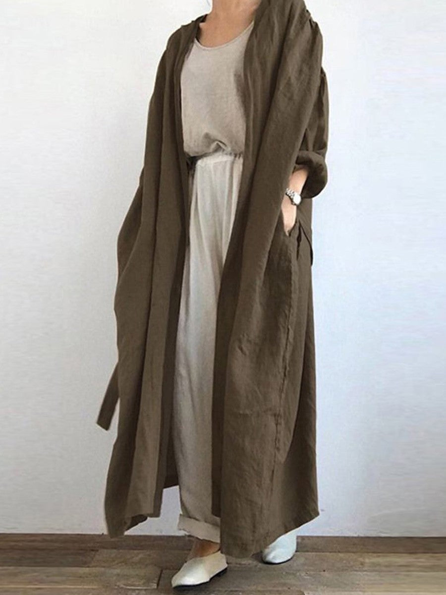 Manteau trench femme – Coupe oversize – Tissu respirant – Longueur cheville – Ouvert
