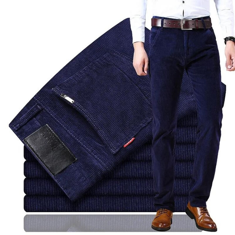 Pantalon homme – Coupe droite – Ajusté – Velours côtelé – Longueur entière