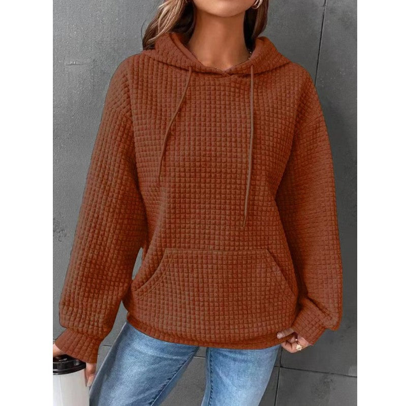 Sweat à capuche matelassé femme – Coupe décontractée – Poche kangourou – Coton doux