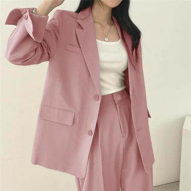 Blazer tailleur élégant et pantalon droit pour femmes - Style raffiné et confortable