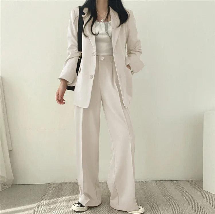 Blazer tailleur élégant et pantalon droit pour femmes - Style raffiné et confortable