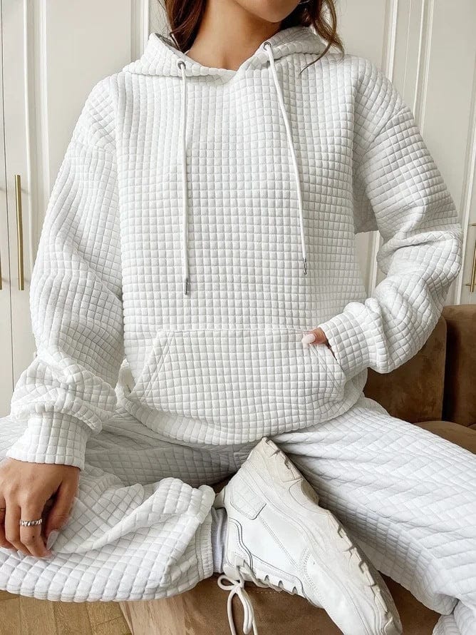 Sweat à capuche matelassé femme – Coupe décontractée – Poche kangourou – Coton doux