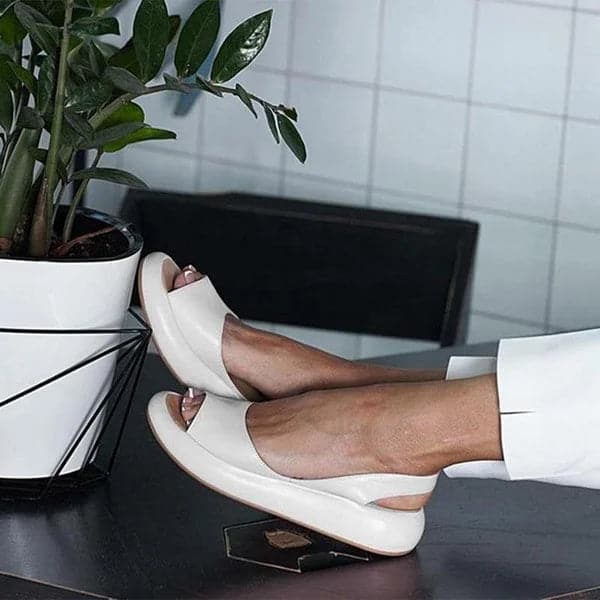 Sandales Slingback Femme - Confort Semelle Plate - Bout Ouvert - Élégantes et Décontractées