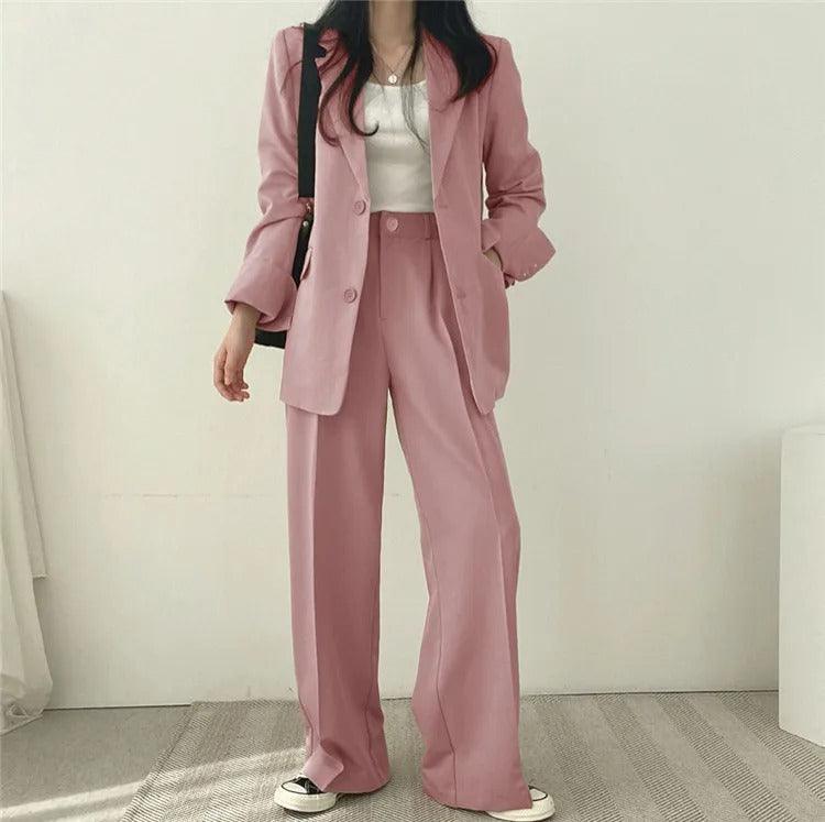 Blazer tailleur élégant et pantalon droit pour femmes - Style raffiné et confortable