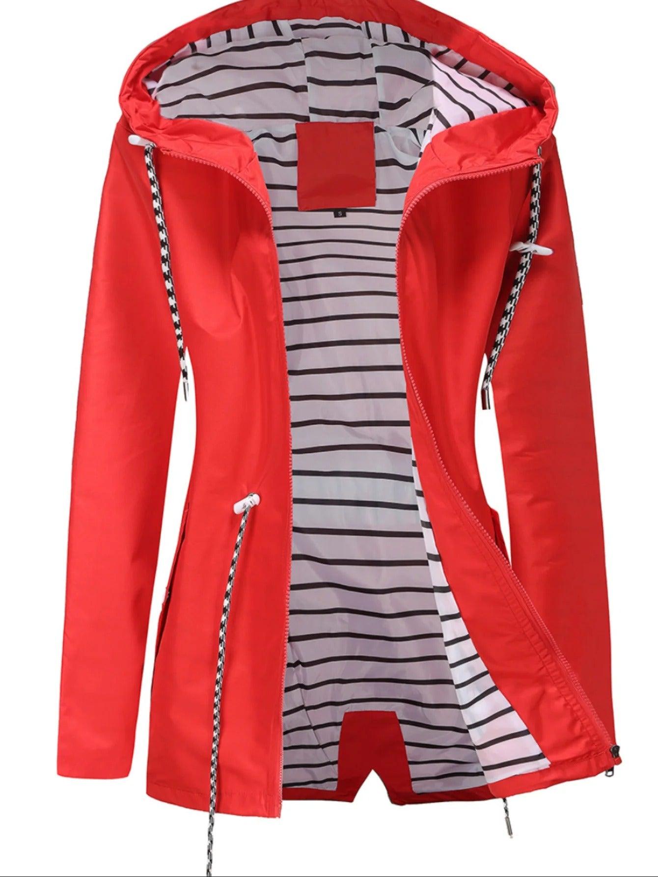 Veste longue unisexe – Imperméable – Coupe décontractée – Capuche avec cordon – Zip intégral