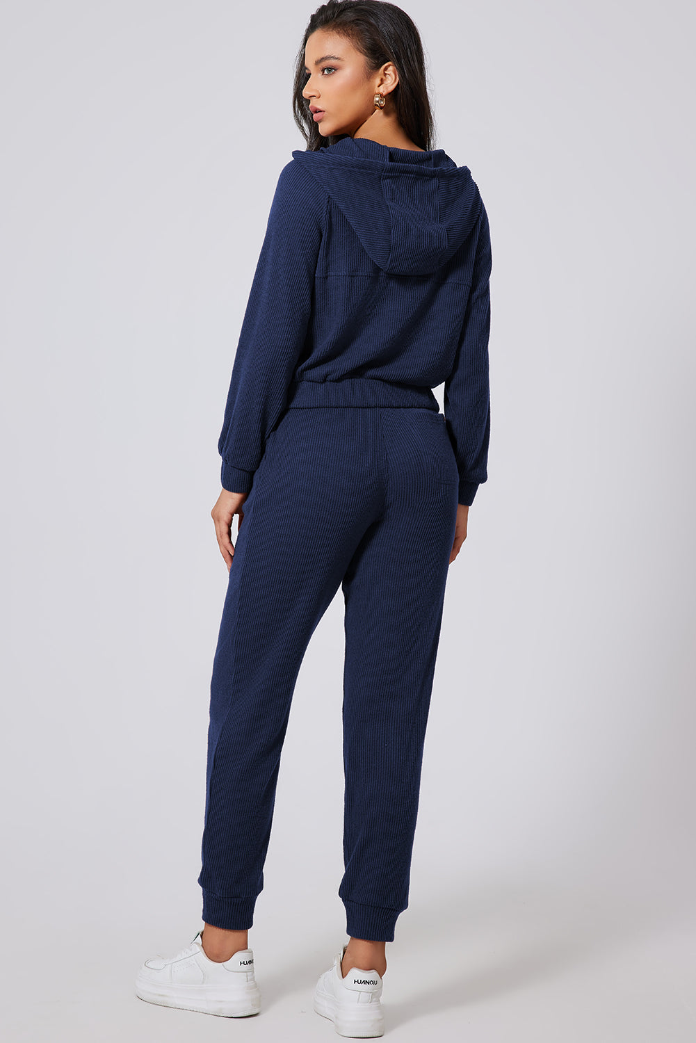 Ensemble Loungewear Femme - Haut Zippé Col Montant - Pantalon Taille Élastique